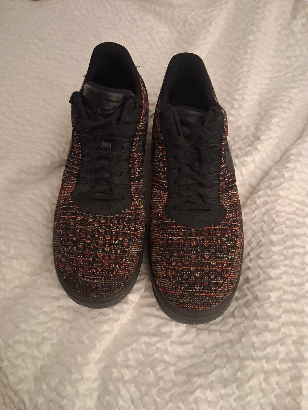 Nike Air Force One Flynit Multicolor Flyknit Sneakers with Black Accents - Picture 4 of 7